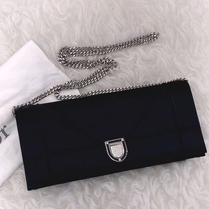 Christian Dior Diorama Chain Satin Clutch Chain Bag